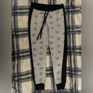 Women’s Gray and Black Jogger Pants with Crown Design